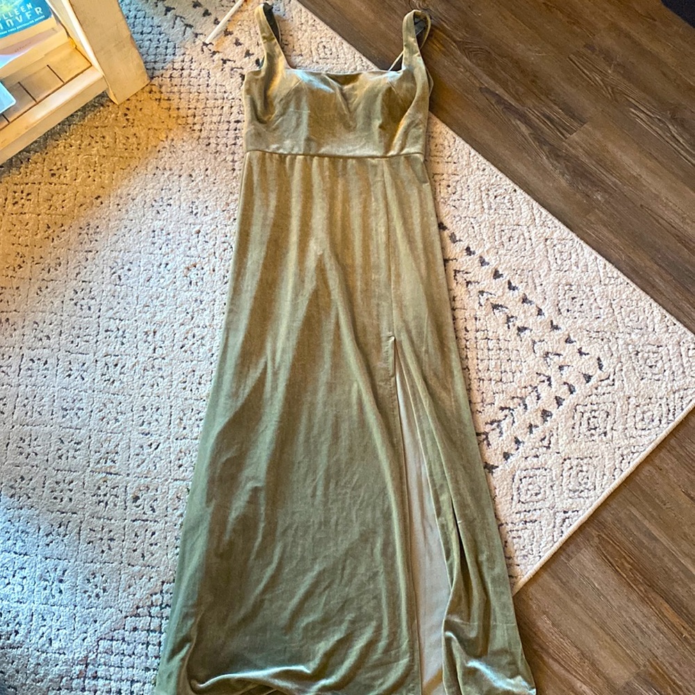 JENNY YOO Sage Velvet Bridesmaid Dress, size 8, worn once!